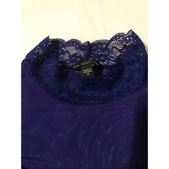 Guess womens Y2K fairy lace overlay top  blue Size large Party Festival Office - Picture 5 of 8